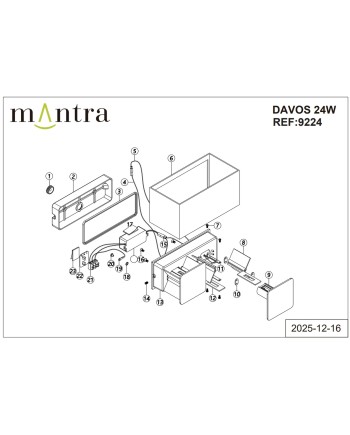 DAVOS * APLIQUE LED 24W 2700K DIM ORO